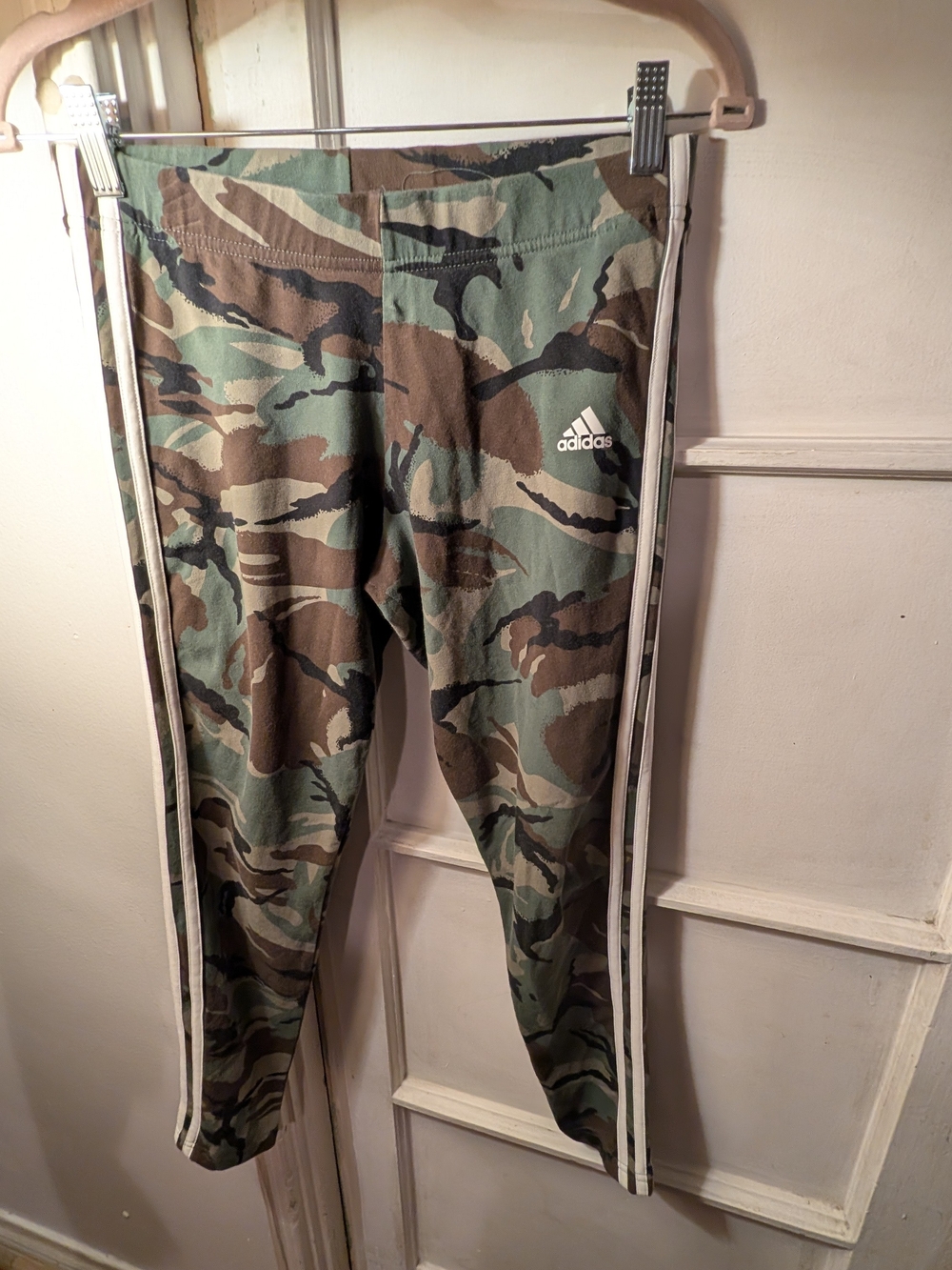 adidas Camo Leggings with White Side Stripes